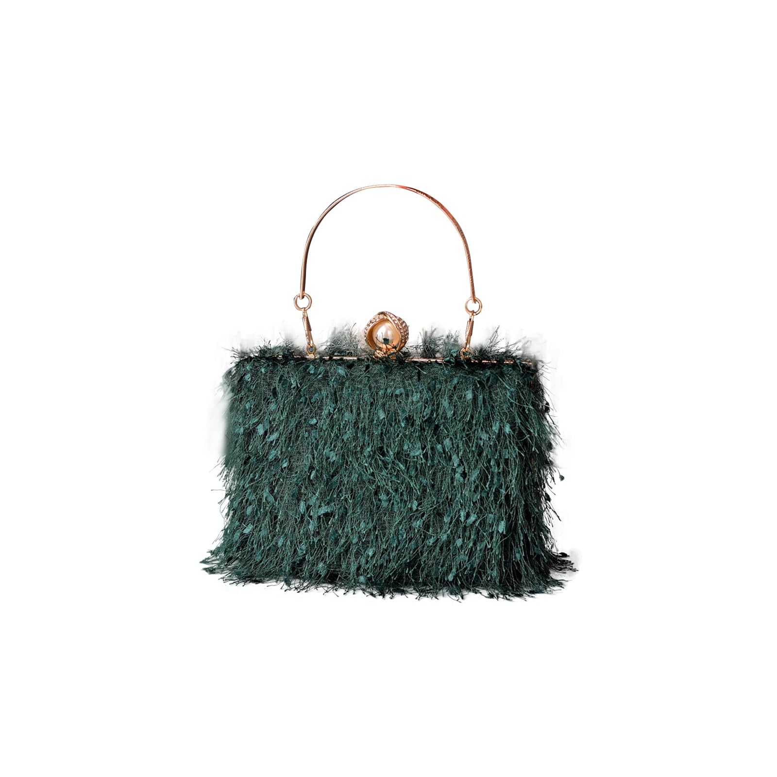 CORIOS Borsetta da Sera con Nappina Donna Strass Clutch Pochette Piccola con Catena Scintillante Elegante a Tracolla Sposa Perle a Spalla Verde Scuro