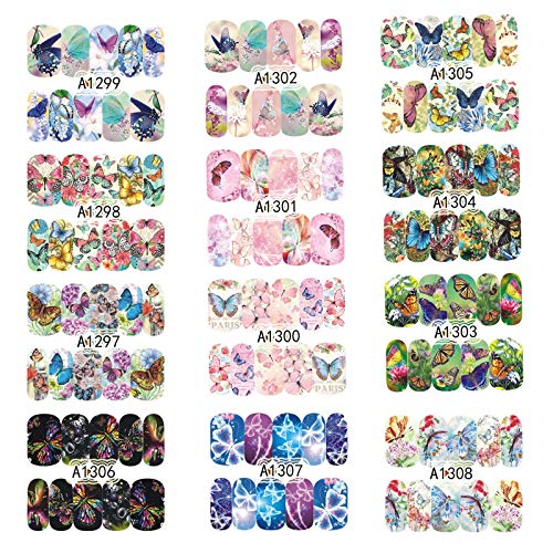 48 × Nagelaufkleber Sticker, Butterfly Nail Art Sticker, Blumen Schmetterling Nail Tattoo Selbstklebend, 3D Nail Art… – Bild 3