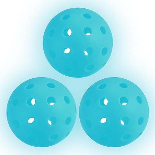 PATIKIL Bolas de pickleball luminosas que brillan en la oscuridad, bolas de pickleball al aire libre con bolsa de malla para interiores y exteriores