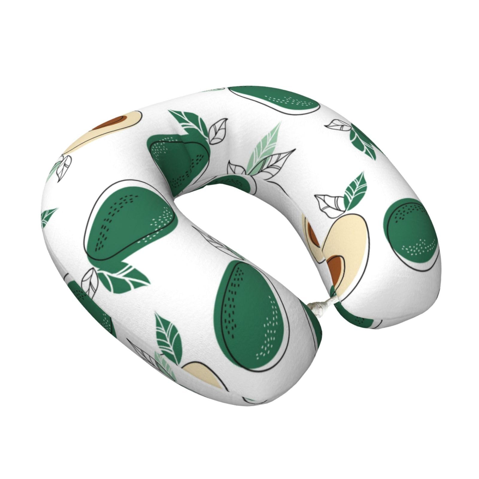 LKYMOH Simple Draw Fruit Avocado, Travel Neck Pillow U-Shaped Memory Neck Support Soft Comfortable With Washable Cover For Airplane Car Traveling and Office
