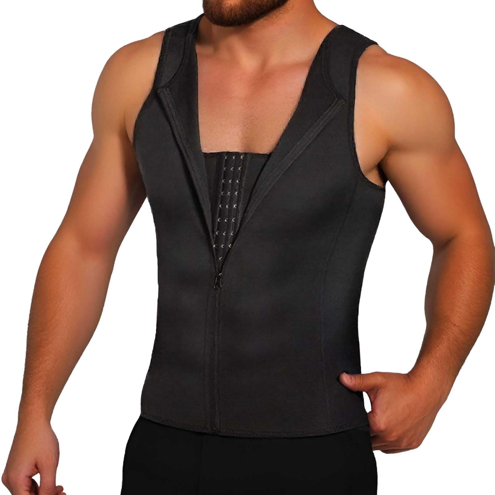 Gaine Homme T-Shirt Compression Tee Shirt Amincissant T Débardeur Coton sans Manches Debardeur Ventre Plat sous Vetement Sport Amincissante Tshirt Gainant Vitafit Haut Powerfit