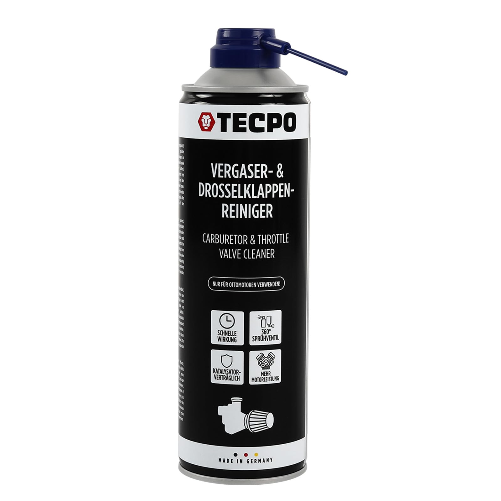 TECPO Vergaser- und Drosselklappenreiniger 500ml Lösemittel AGR Ventil Reiniger Carburetor Cleaner Einspritzdüsen Düsenreiniger Ansaugreiniger
