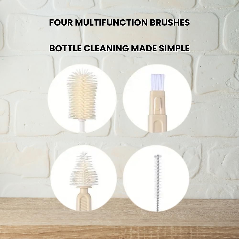 RJP 3-in-Baby Bottle Brush Set: Silicone Bottle Cleaner, Straw Cleaner Brush - Image 2