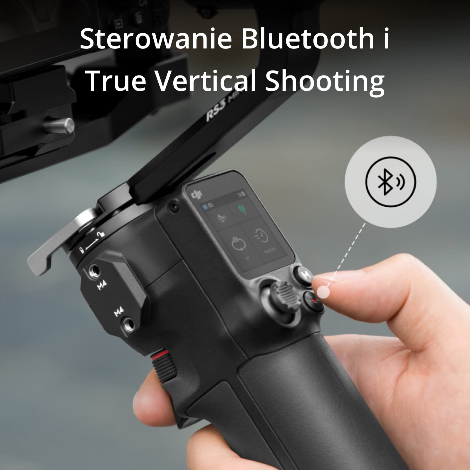 DJI RS 3 Mini, stabilizator gimbal do aparatu, Canon/Sony/Nikon/Fujifilm | przetestowana nośność 2 kg, natywne ujęcia pionowe, sterowanie migawką Bluetooth, Stabilizacja RS 3. generacji, 795g