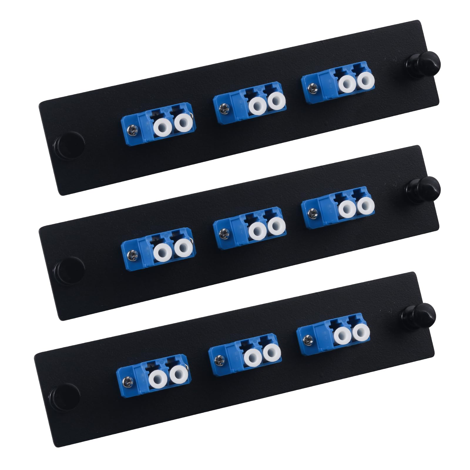 Lot de 3 panneaux de brassage en fibre duplex LC/UPC avec adaptateurs LC duplex monomode bleu, 6 ports de fibre
