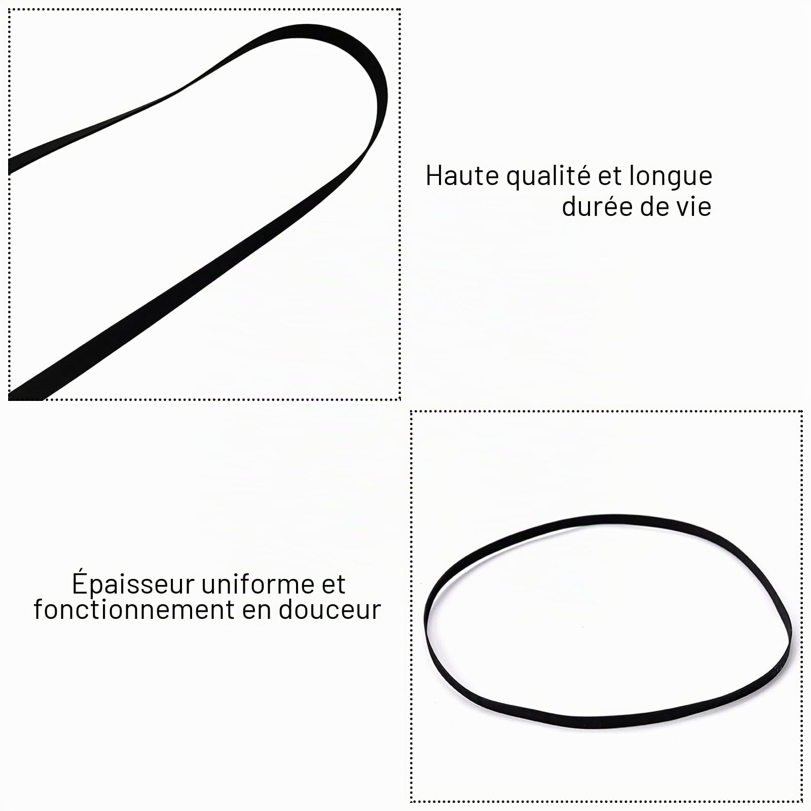 2 Pièces Courroie pour Platine Vinyle, 270mm Courroie pour Platine Tourne, Ceinture de Disque en Caoutchouc, Convient à la Plupart des Courroies d'entraînement de Tourne-disques