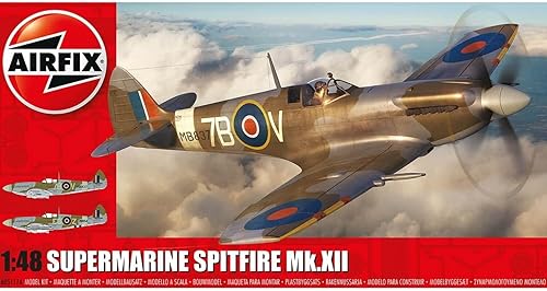 Airfix Juego de modelos A05117A Supermarine Spitfire Mk.XII Kit de construcción de modelos, kits de aviones de plástico para adultos y niños de 8
