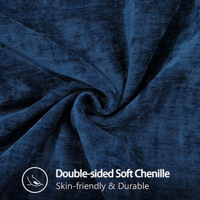Image of decorUhome Fall Patriotic Chenille Soft Cozy Throw Pillow Covers 20x20 Set of 2, Coastal Modern Farmhouse Boho Velvet Decorative Pillow Cases with Stitched Edge for Couch Sofa Bed Home Decor, Poseidon