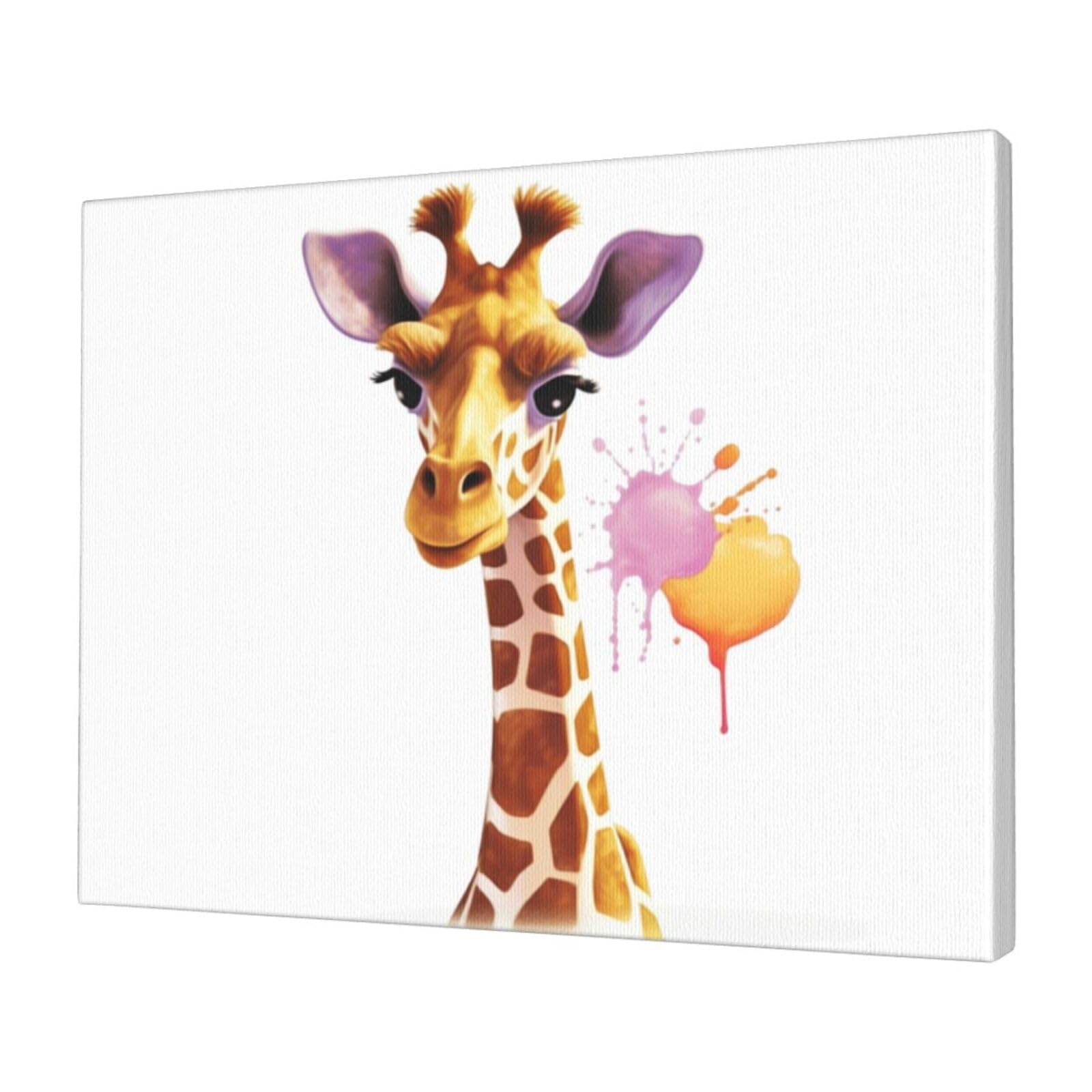 FodPand Canvas Wall Art for Living Room Wall Decor 12"x16" Modern Artwork Painting Pictures Hanging Canvas Prints Giraffe Aesthetic Wall Art for Bedroom Bathroom Office Wallart Decor