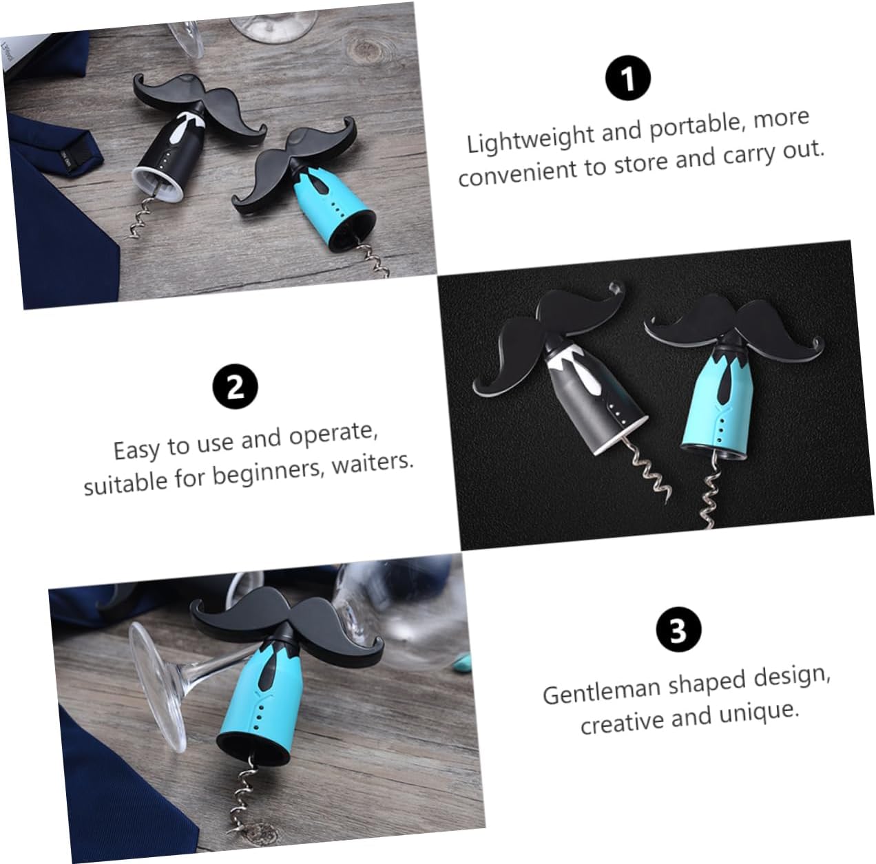 UPKOCH 1pc Portable Gentleman Shaped Wine Bottle Opener Ergonomic Corkscrew Kitchen Gadget for Parties Family Gatherings and Banquets Design Easy to Use Bar Tool
