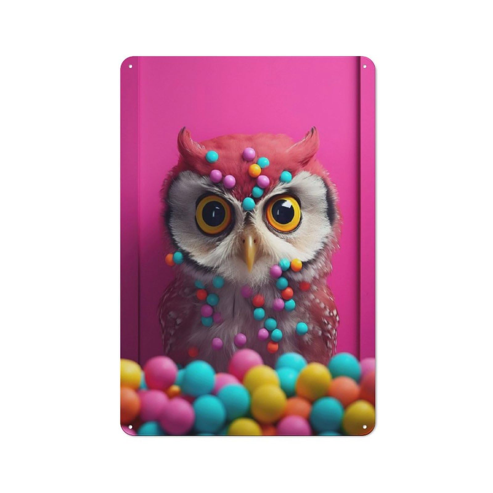Junmoney Cute Owl Bird Animals Printed Metal Sign 30X20cm For Guest Room Or Hallway, Suited To Home Decor Collectors