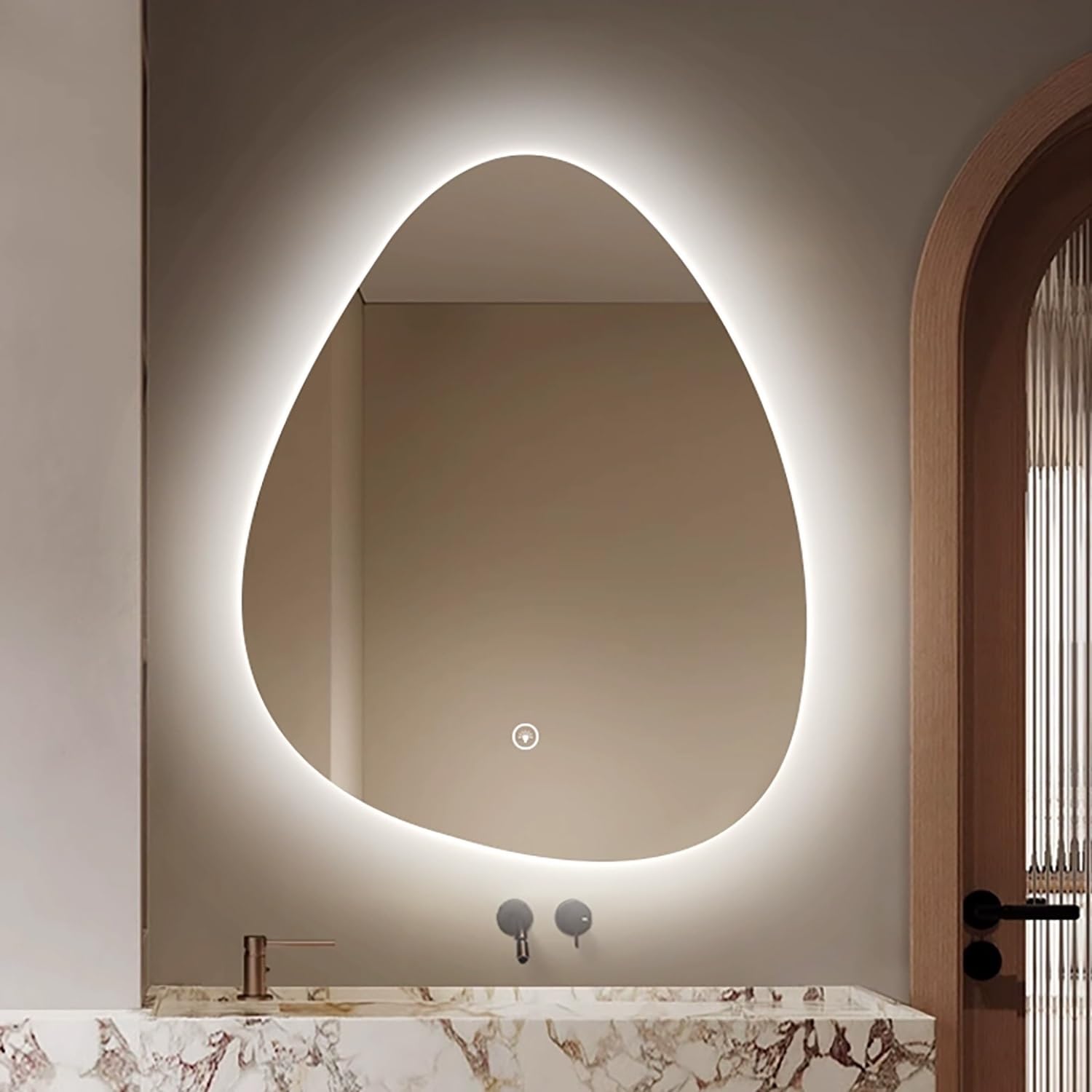 Miroir de courtoisie rétroéclairé LED 90/100cm asymétrique antibuée pour miroir mural salle de bain