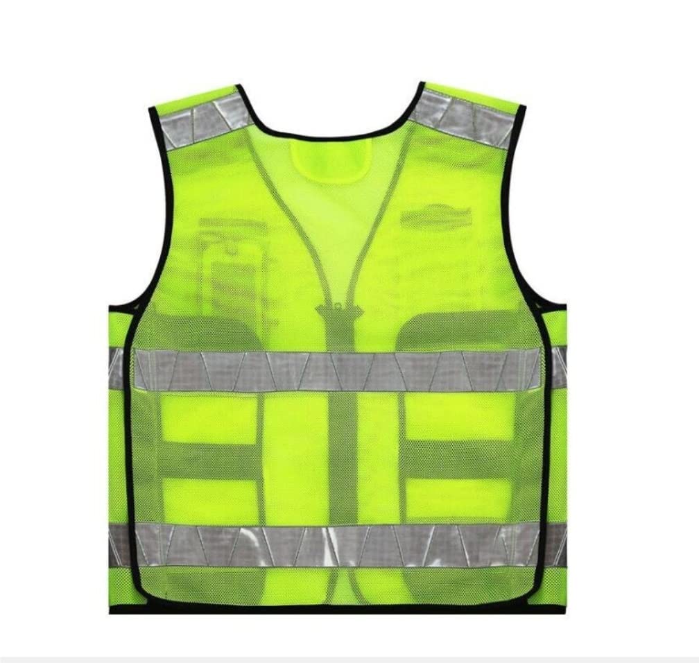 Chaleco reflectante de alta visibilidad, traje reflectante de tráfico, chaleco de seguridad reflectante fluorescente con chaqueta reflectante de seguridad de alta visibilidad (talla única verde)