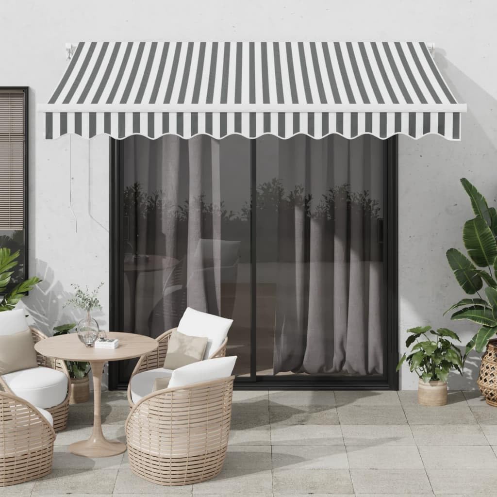Festnight Store Banne Motorisé 3x2,5 Store banne Electrique avec Télécommande Auvent Rétractable à Bras Repliable pour Balcons Terrasse et Jardin-Anthracite et blanc-300 x 250 cm