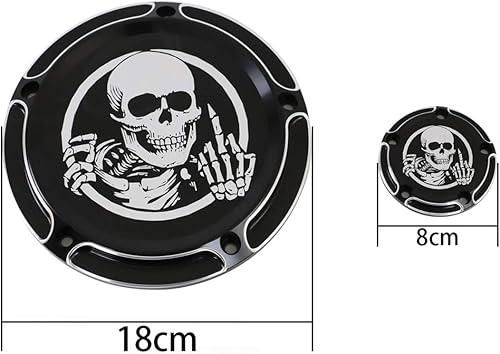 Miniatura 7 de AUFER Black Skull Edge - Cubierta de motor de temporizador Derby de 5 agujeros, compatible con Twin Cam Touring Road King Electra Glide FLHR FLHX