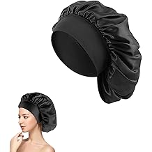 Silk Hair Wrap for Sleeping, Hair Bonnet, 1pcs Night Sleep Cap for Women Girls, Hair Care Head Cover Elastic Hat for Black Curly Hair.