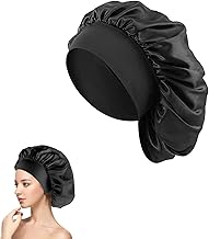 Silk Hair Wrap for Sleeping, Hair Bonnet, 1pcs Night Sleep Cap for Women Girls, Hair Care Head Cover Elastic Hat for Black Curly Hair.