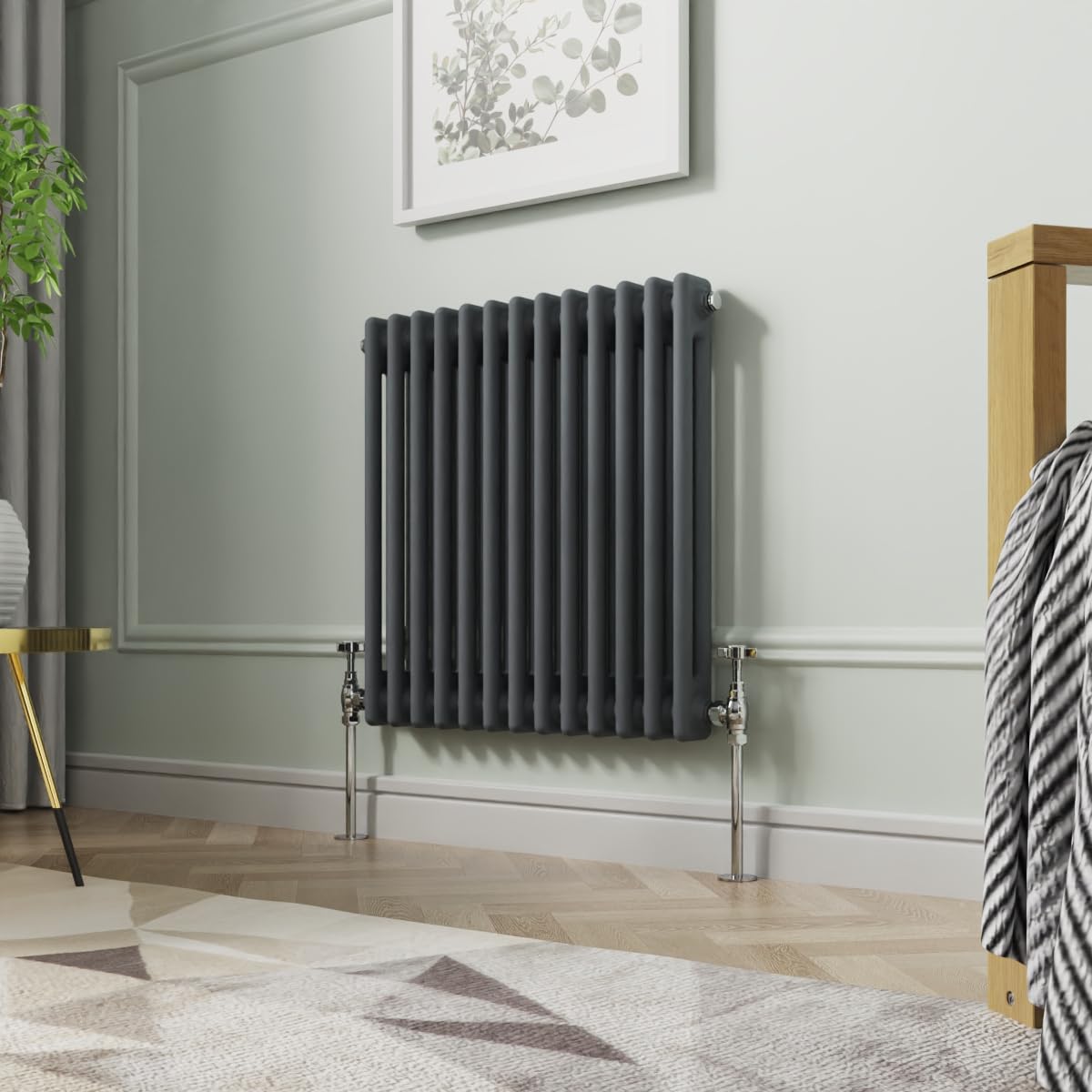 Nrg Anthracite 600 X 605Mm Traditional Column Radiators Horizontal Central Heating Cast Iron Style Rads
