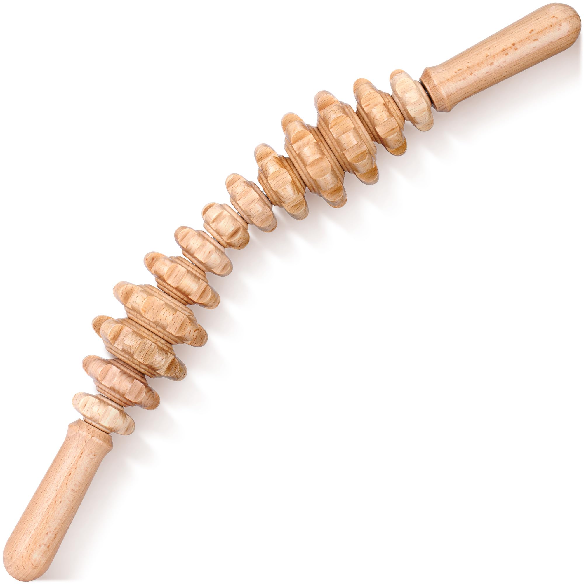 COZLOWWooden Massage Roller Stick (Hourglass Shape) - Curved Wood Therapy Massage Tool for Body Sculpting, Fascia Release & Lymphatic Drainage - Maderotherapy Helps Reduce Cellulite Appearance -