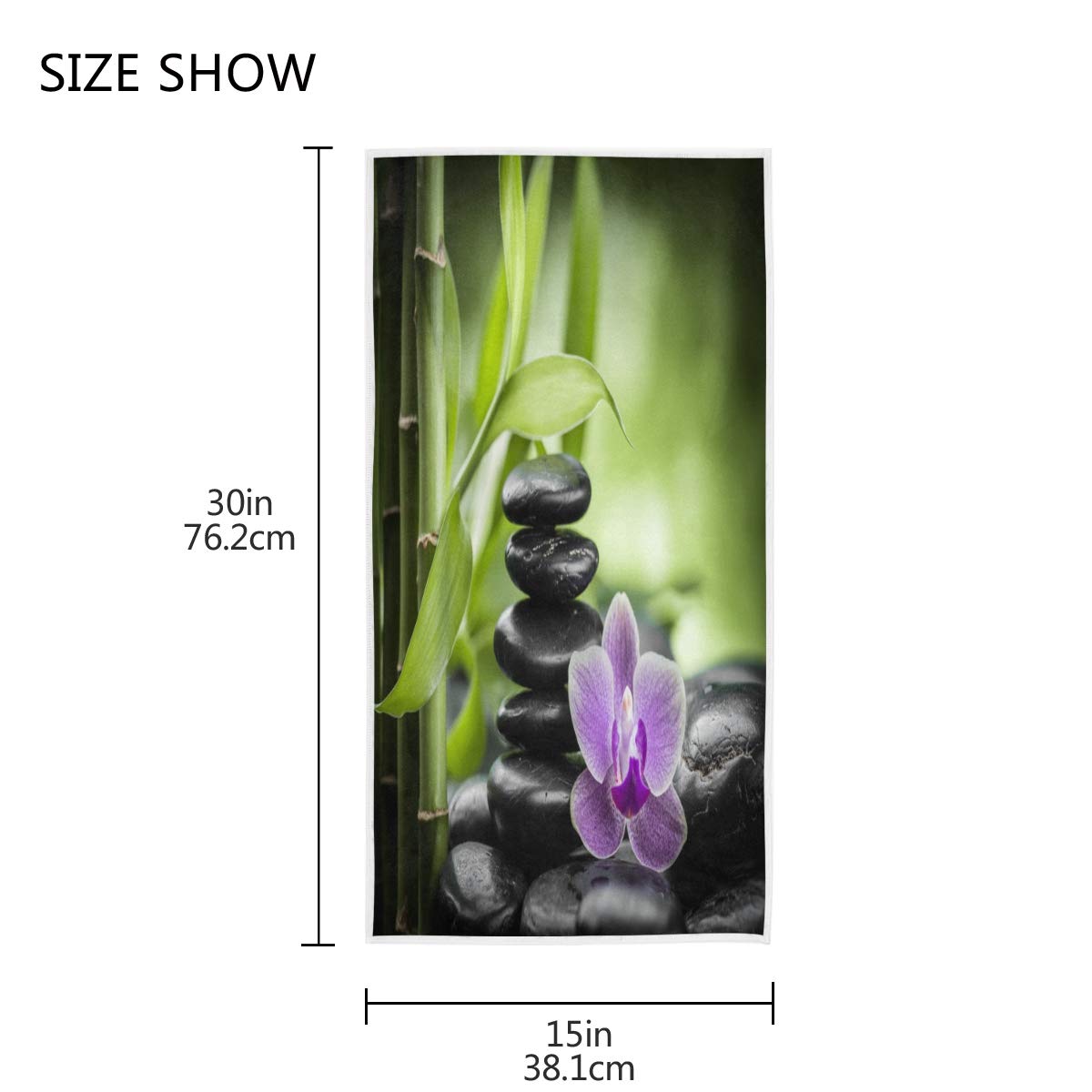 GIGIJY Japonia Zen Kamienie Orchidea i bambus Design Ręcznik Bardzo chłonny Miękki Ręcznik do rąk do domu Kuchnia Łazienka Siłownia (1 zestaw 4 szt.) dla Dorosłych Dzieci Chłopcy Dziewczęta 76 x 38 cm
