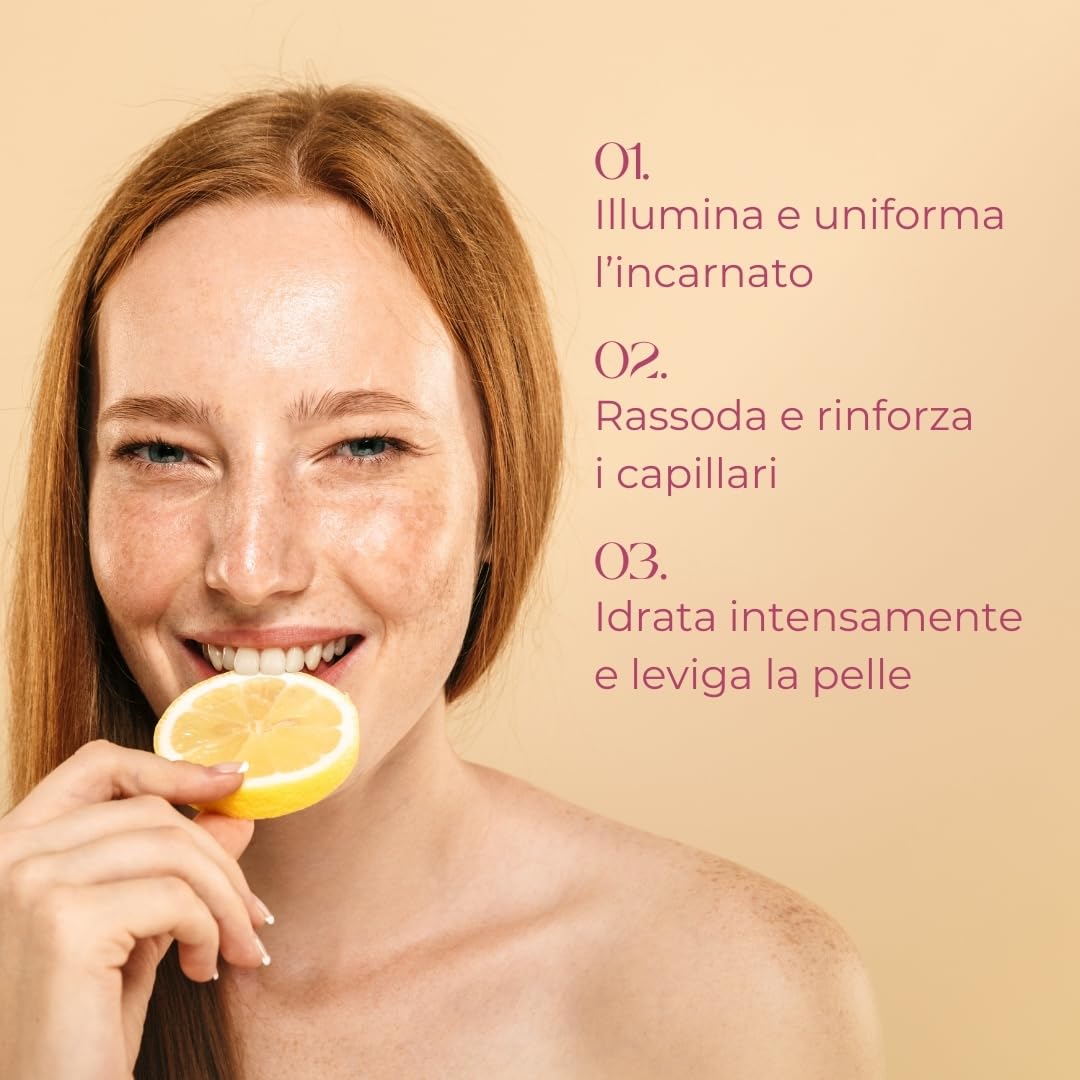 Siero alla Vitamina C | con Acido Ferulico & Acido Ialuronico | Ricco di Vitamine & Antiossidanti | Energizzante, Idratante & Illuminante | VEGAN e 99% Naturale | Certificato COSMOS