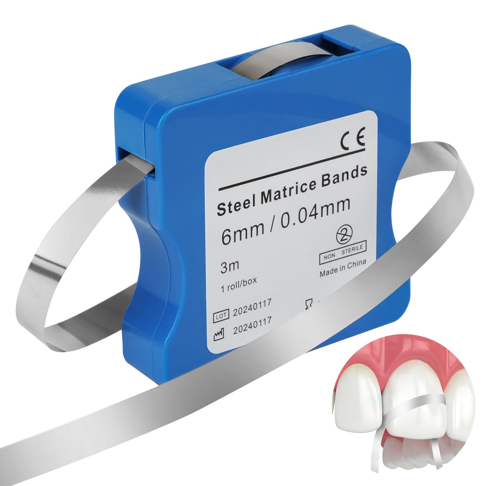 OFFCUP Tira de Pulido Dental 3m Rollo 6mm Abrasivos Blanqueadores Dientes Bandas Papel Lija Limpieza Whitening Azul