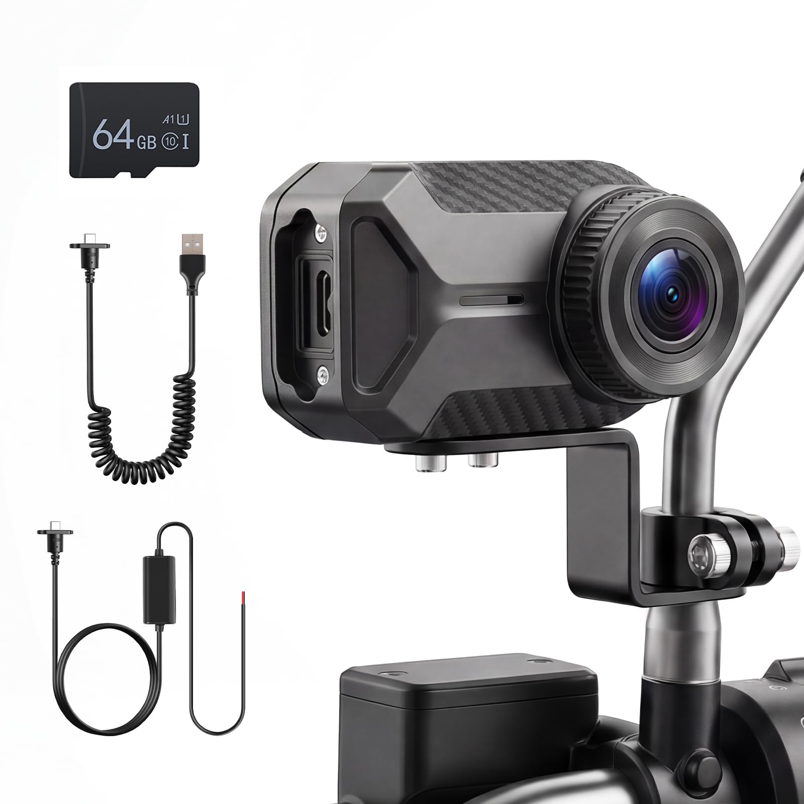 Enregistreur de Conduite pour Moto 1080P Full HD, sans Écran, Compact, Étanche IP66, Angle de Vue 110°, Enregistrement en Boucle, Installation sans Perçage, Connexion Wi-FI et Bouton Photo Rapide