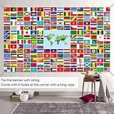 Fdceligoo World Flags Banner International Welcome Banners World Global Flag Country Flags Banner for Backdrop Decoration, 5.3 × 3.2 ft