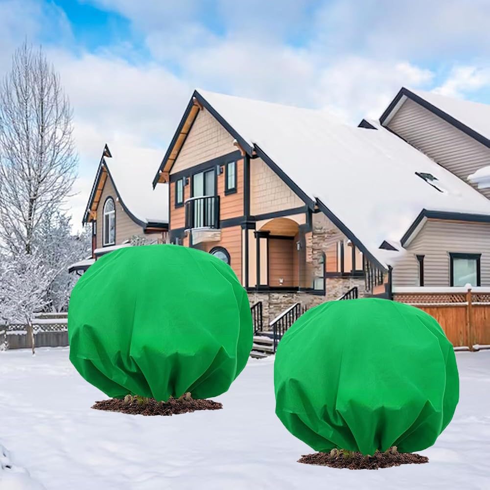 Copertura antigelo per piante in tessuto non tessuto, traspirante, verde, protezione dal freddo per piante da giardino, diametro di 190/250/296 cm, confezione da 2