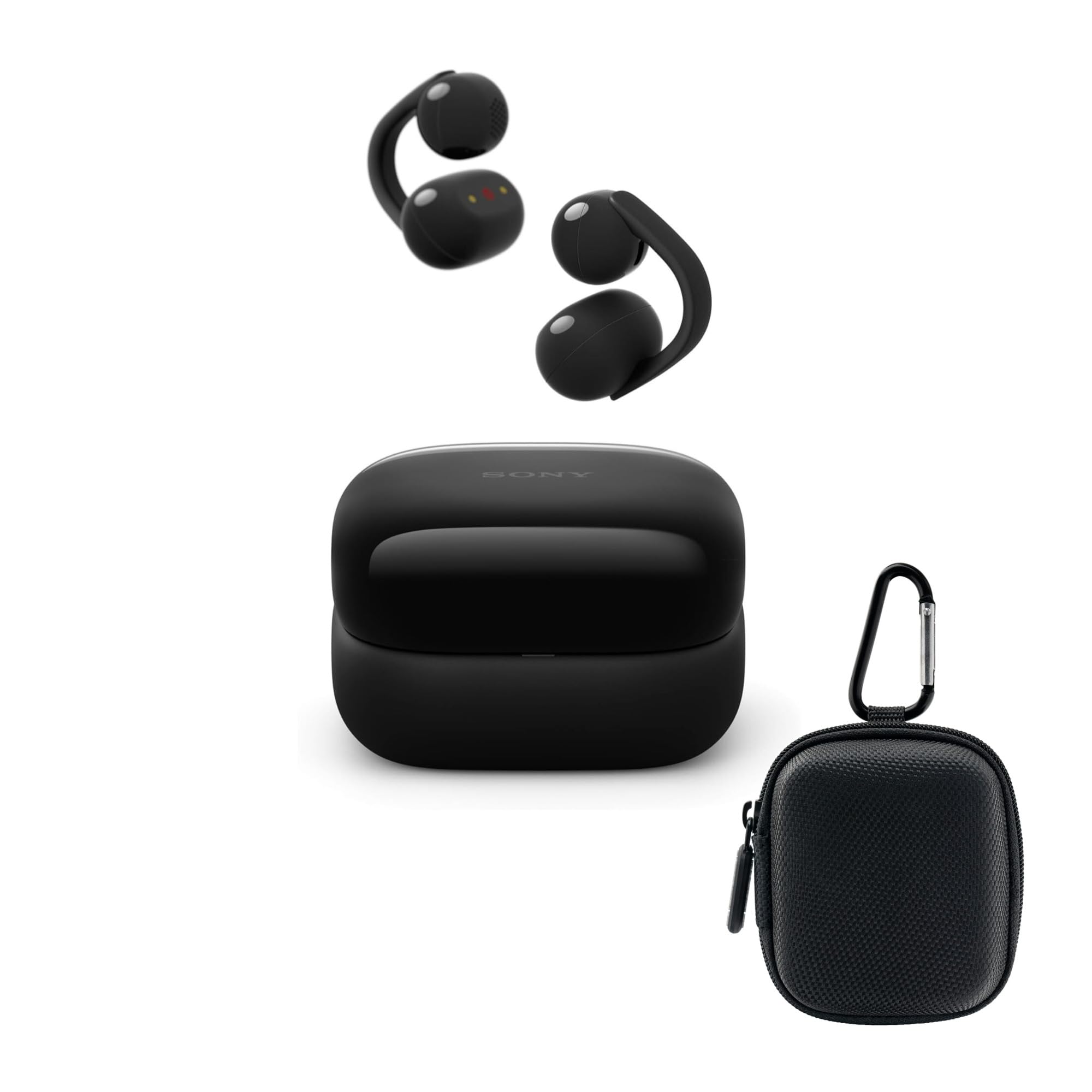 black sony linkbuds clip earbuds with case bundle