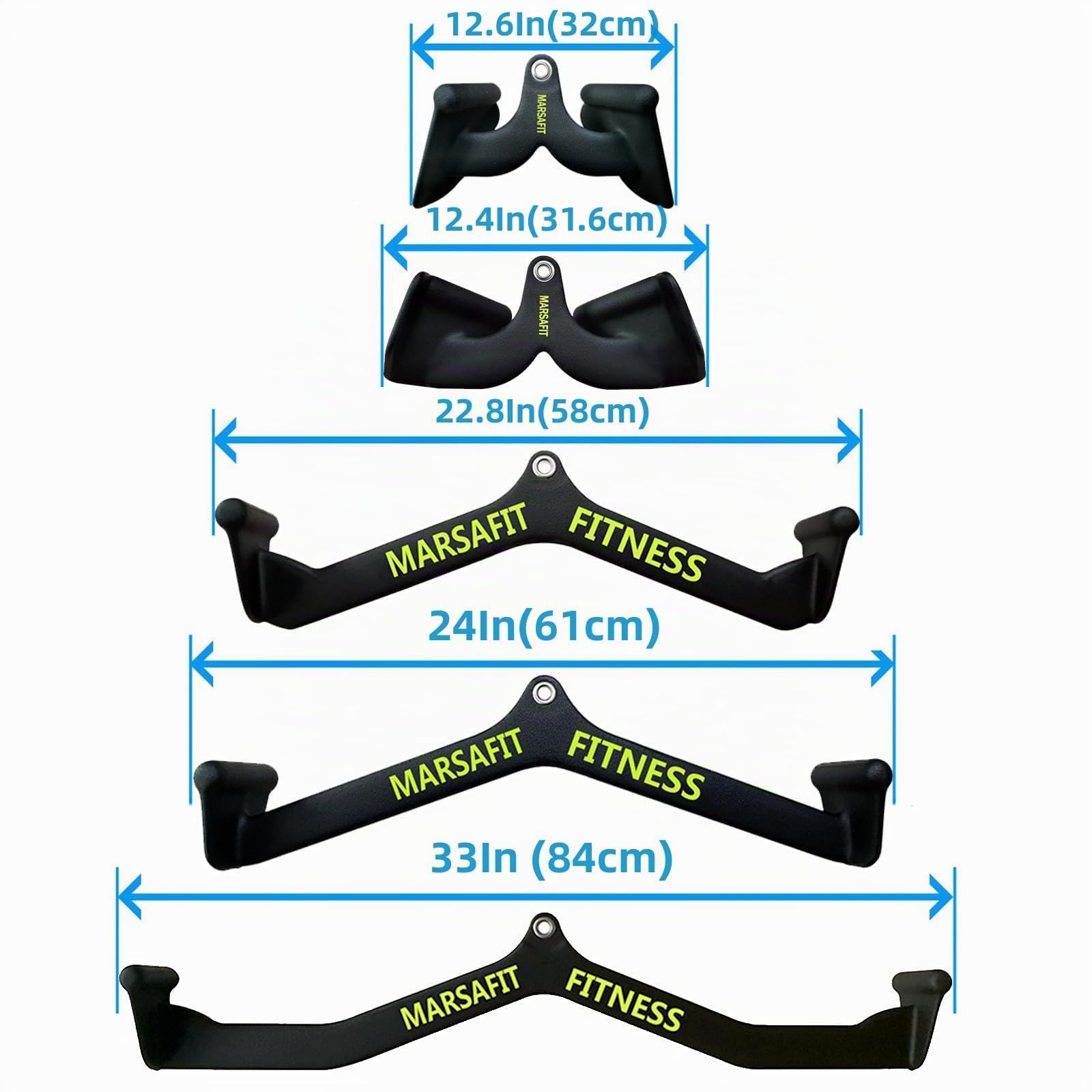 MARSAFIT Home Gym Fitness Rowing T-bar V-bar Pulley Cable Machine Attachments Bicep Curl Tricep Lat pulldown Bar Back Strength Training Handle Grips Lat Pull Down Bar Press Down Exercises
