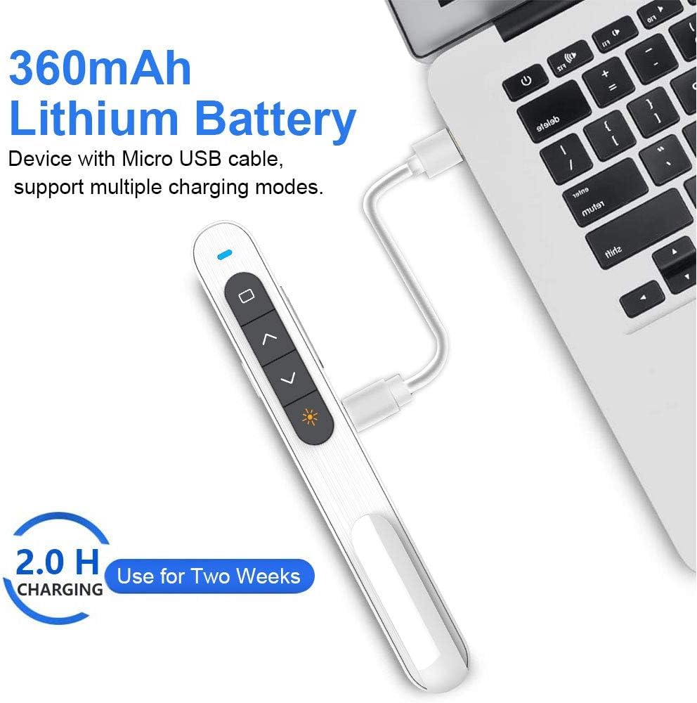 Norwii Wireless Presenter N76 Puntatore Luce Ricaricabile con Durata Della Batteria Lunga 360mAh, Supporto Del Puntatore Di Presentazione per Mac