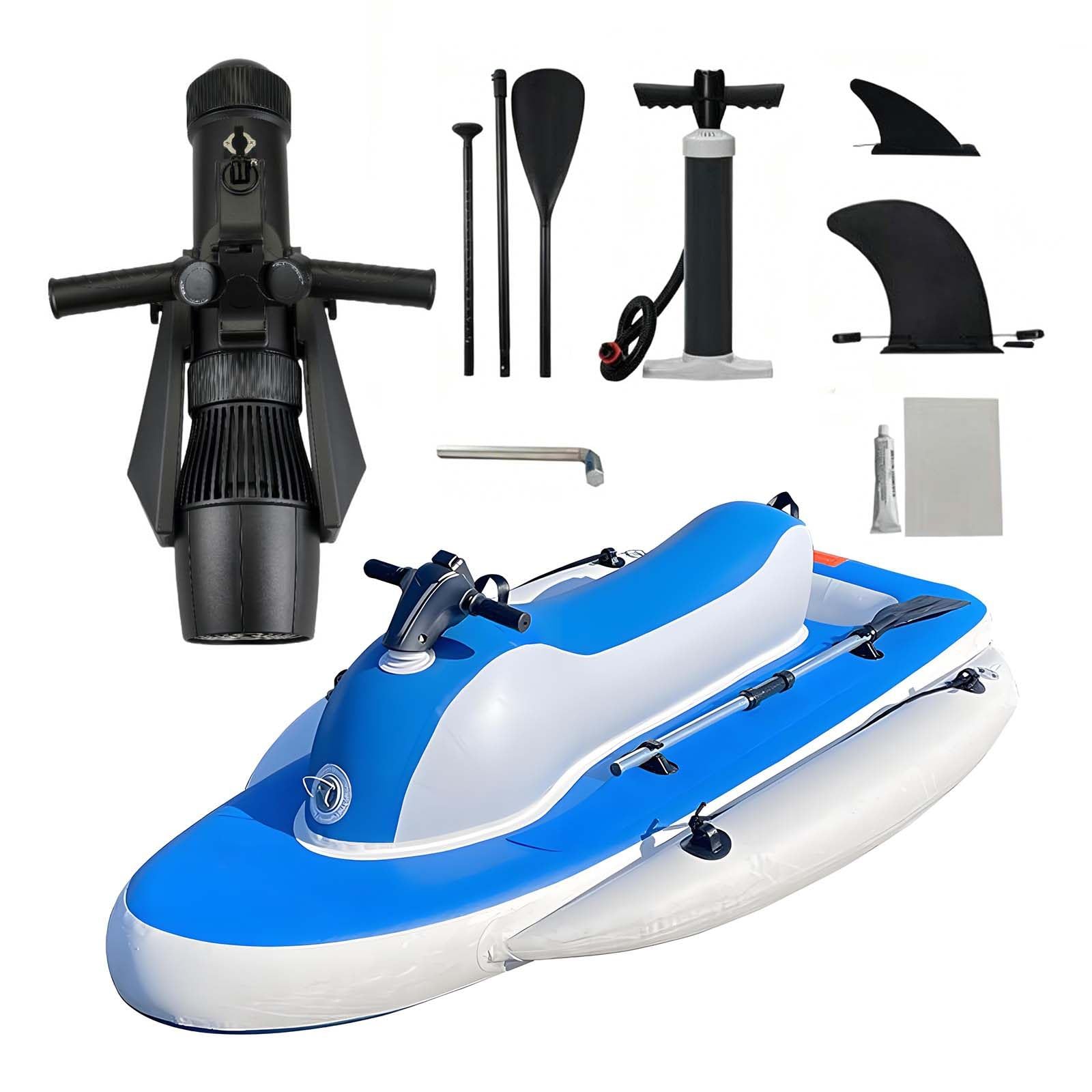 QFGain Complete Electric Inflatable Boat Kit – 500W Thruster, 10Ah Battery, Pump, Paddle, Diving Handle & Repair Tools Boat+700W16APro
