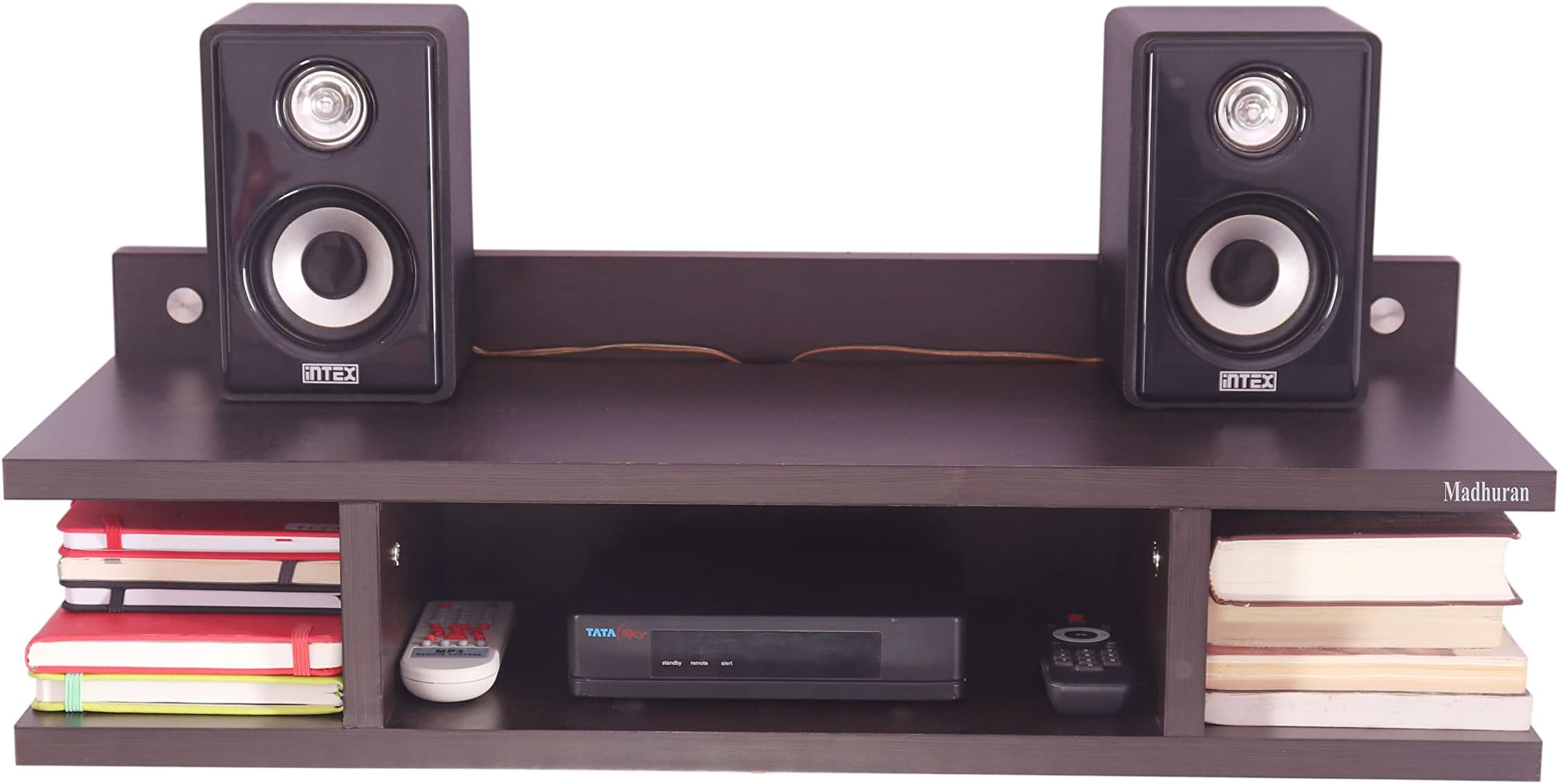 Madhuran Engineered Wood Wall Mounted Tv Unit Led 32 Inch Cum Storage Shelf (Matte, Wenge) / Home Living Room Office Bedroom Hall Decor Furniture Organizer Showpiece Cabinet