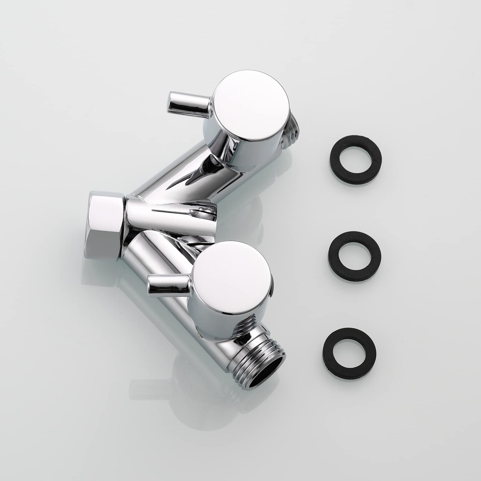 Tecmolog Messing Umstellventil Dusche Absperrventil 2 Wege Y Verteiler 1/2 Zoll für Brauseschlauch und Duschkopf, Chrom, DSF014A