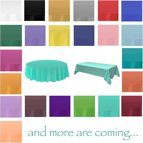 Miniatura 4 de allgala Paquete de 12 manteles desechables de plástico de alta calidad, peso medio, paquete de 12 manteles redondos de 84 pulgadas - blanco -TC58501