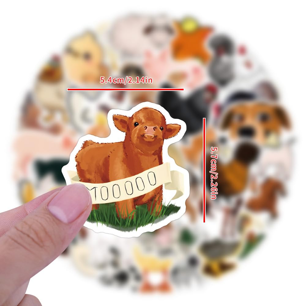 kaensc 100 Pcs Farm Animal Stickers, Waterproof Vinyl, Cartoon Style, Animal Print, Irregular Shape, 100 Count, Outdoor Use, Stickers - Image 3