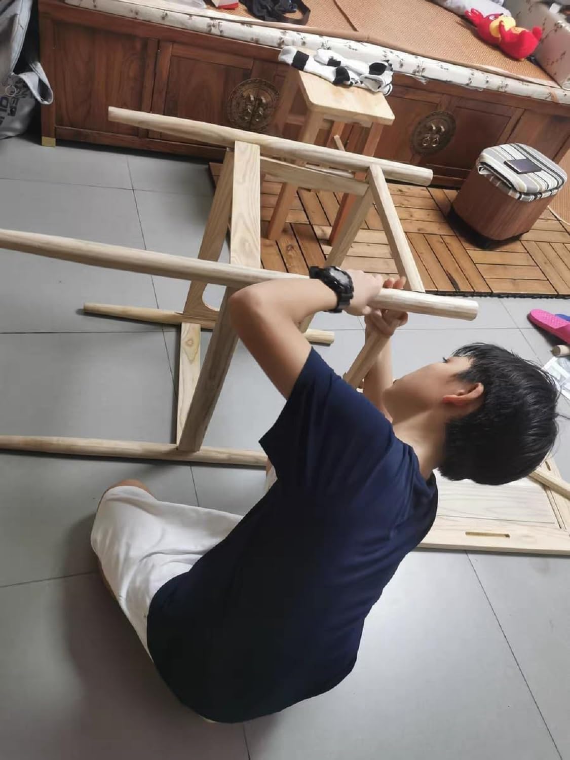 WANLIAN Chinese Furniture Oriental Chairs,Solid Wood Chair,Square-Backed Armchair in Chinese Style of Ming and Qing Dynasties,Chinese Longevity Arm Chair(Fully Assembled)