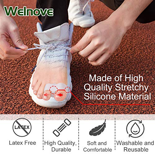 image for Welnove Pack of 12 Bunion Corrector, Toe Separators with 2 Loops, Big 