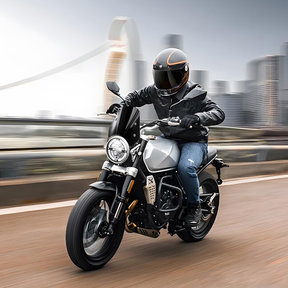 Parabrezza universale per moto Parabrezza per fari da 5'‘ - 7’' Moto (Nero)
