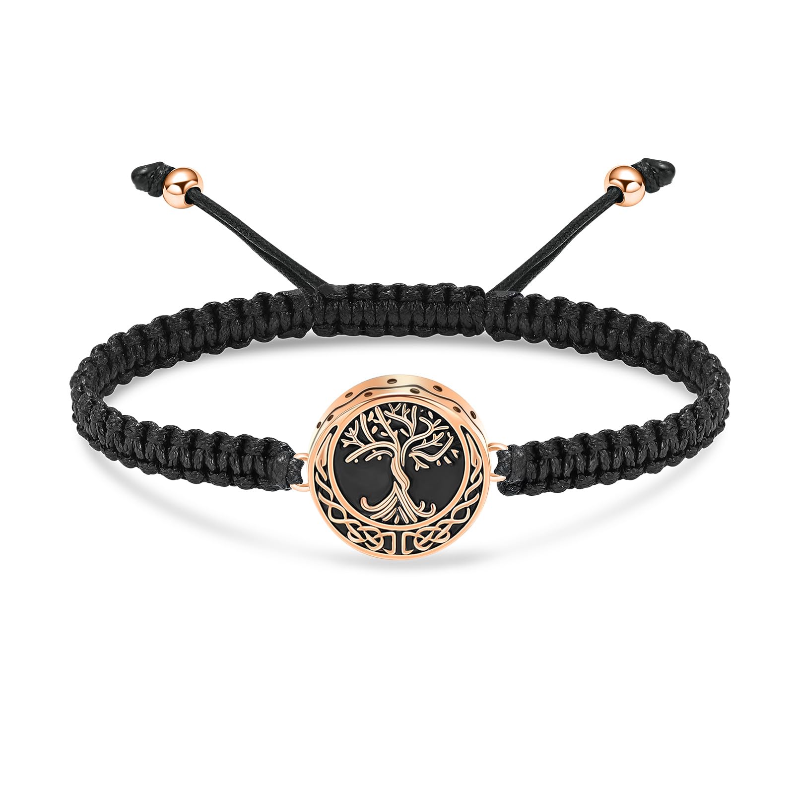 Imrsanl Tree of Life Urn Bracelet for Ashes for Women Men Handmade Braided Rope Cremation Keepsake Pendant Locket Bracelet Memorial Jewelry Gifts
