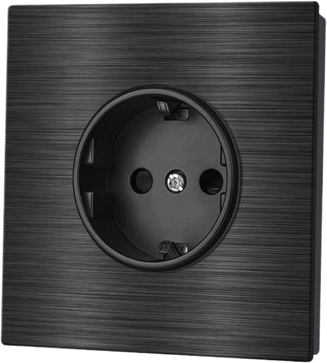 EU Electrical Outlets 82/153/224 * 82mm Black Aluminum Alloy Panel, 16A USB Wall Socket Type-c Home Office(EU Black)