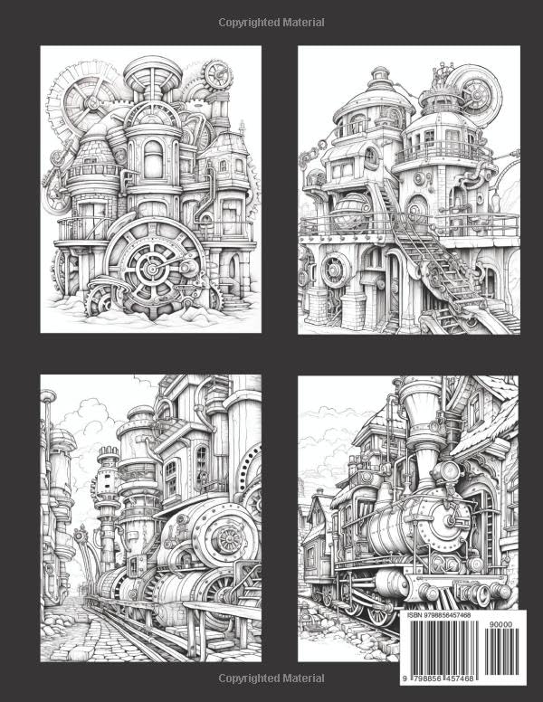 Beautiful Steam Punk Building Coloring Book for Teens & Adults!: An Awesome Steam Punk Building Coloring Book for Teens and Adults. A Coloring Book with 50 unique pictures to help you relax. image 3