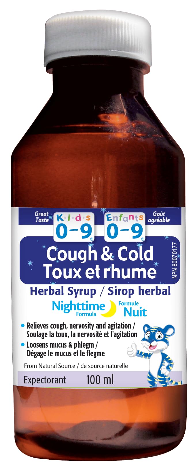 Kids 0-9 Cough & Cold Herbal Night Syrup 100ml - Relieves Cough, Nervosity and Agitation - Loosens Mucus and Phlegm with Ivy Leaf & Linden Flower Extracts - Non-Drowsy and Gluten-Free