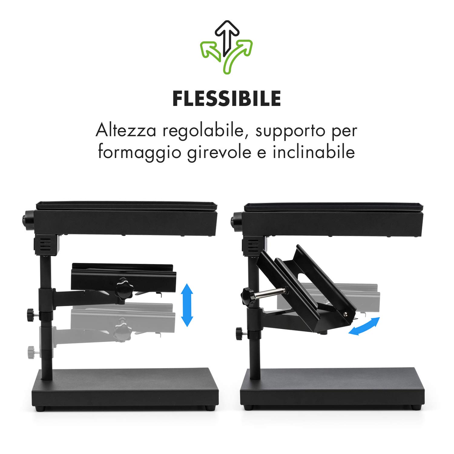 Klarstein Griglia per Raclette con Vassoio in Acciaio Inox, Piastra Raclette Formaggio Rotabile e Regolabile 1000W, Piastra Elettrica per Grigliare Carne e Formaggio, Piastra Grill per Interni
