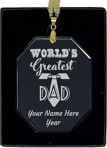 Miniatura 7 de LaserGram Personalized Glass Christmas Ornament, World's Greatest Dad, Custom Laser Engraved Gift Idea (Diamond Shape)