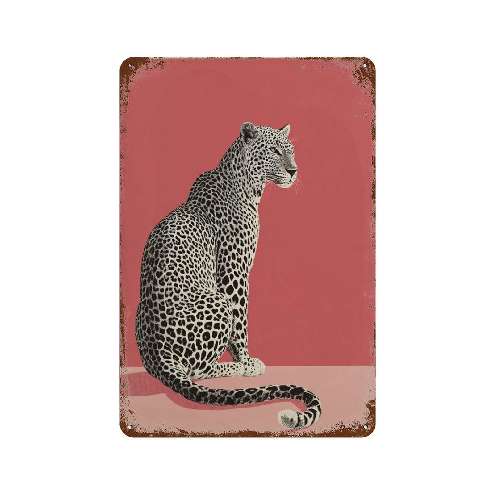 xiaoxiaoshen Modern Leopard Bold Animal Contemporary Wall Decor Art Metal Tin Poster Modern Home Decor Art Home Bar Shop Decorations Vintage Sign 30x20cm