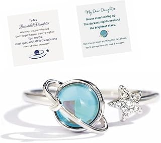 SOPIFY To My Dear Daughter Ring for Girls Fidget Spinning Planet Ring Anxiety Relief Rotating Rings You are the Most Special Star Ring Gift for Daughter