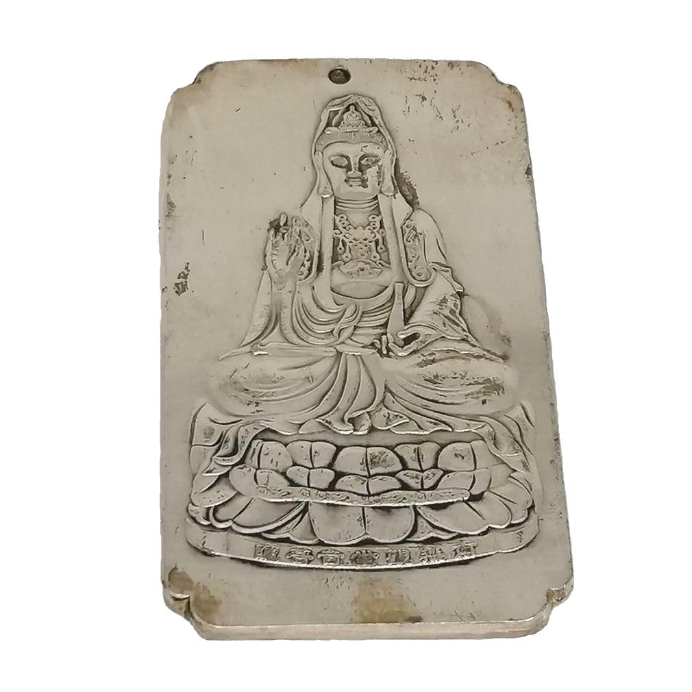 lachineuse - GuanYin Goddess Talisman – Feng Shui Luck & Protection – Tibetan Silver Talisman 10 x 5.5 cm – Buddhist Traditions – Zen Home Office Decoration – Gift Idea China, Japan, Asia