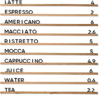 Inko Horeca - Wooden Wall Menu Board - Set of 10 Regular Rails - Changeable Board - Letter Shelf Menu - Letter Display Wall Ledge Shelf - 400 pcs set (Oaken Rails + Black Letters)